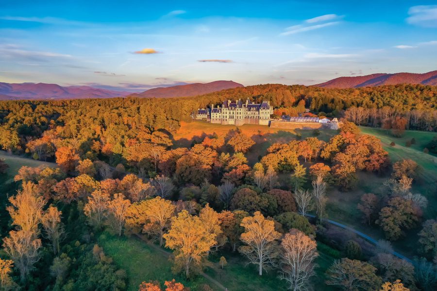 Fall Drone Shot of Biltmore House